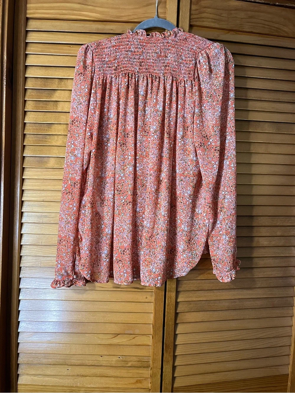 Free People Oversized Floral Smocked Button-Front Blouse